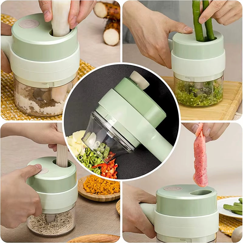 Mini Electric Portable Vegetable Chopper - Food Processor Garlic Masher Vegetable Cutter Slicer - Kitchen Gadget