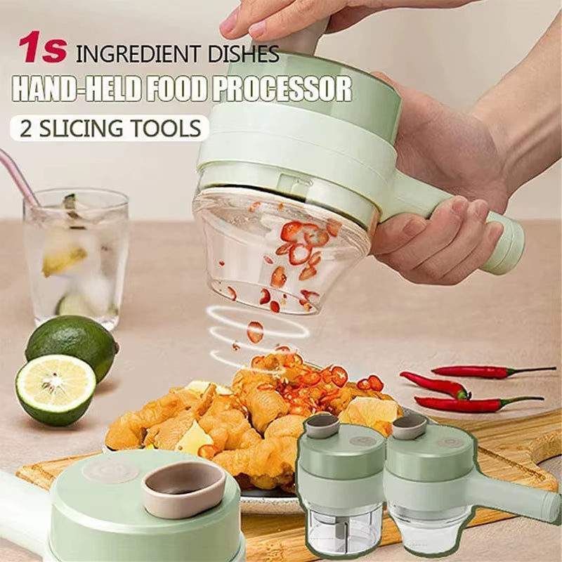 Mini Electric Portable Vegetable Chopper - Food Processor Garlic Masher Vegetable Cutter Slicer - Kitchen Gadget